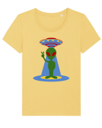  Retro UFO Tricou mânecă scurtă guler larg fitted Damă Expresser