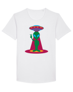  Retro UFO Tricou mânecă scurtă guler larg Bărbat Skater