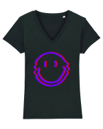 Trippy Smiley Tricou mânecă scurtă guler V Damă Evoker