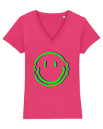 Trippy Smiley Tricou mânecă scurtă guler V Damă Evoker