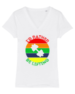 I'd Rather Be Lifting Tricou mânecă scurtă guler V Damă Evoker