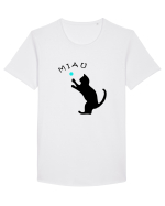 Cat silhouette  Tricou mânecă scurtă guler larg Bărbat Skater