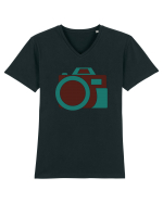 Aparat Foto Retro Vintage Tricou mânecă scurtă guler V Bărbat Presenter