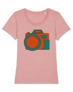 Aparat Foto Retro Vintage Tricou mânecă scurtă guler larg fitted Damă Expresser