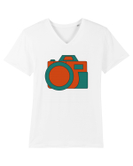 Aparat Foto Retro Vintage Tricou mânecă scurtă guler V Bărbat Presenter