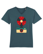 Aparat Foto Retro Vintage Tricou mânecă scurtă guler V Bărbat Presenter