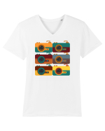 Aparat Foto Retro Vintage Tricou mânecă scurtă guler V Bărbat Presenter