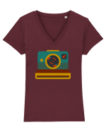 Aparat Foto Retro Vintage Tricou mânecă scurtă guler V Damă Evoker