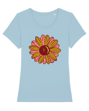 Retro Vintage Flower Sky Blue