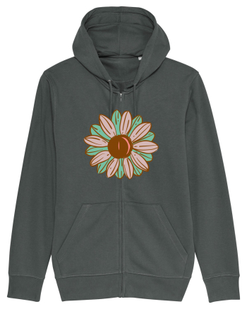 Retro Vintage Flower Anthracite