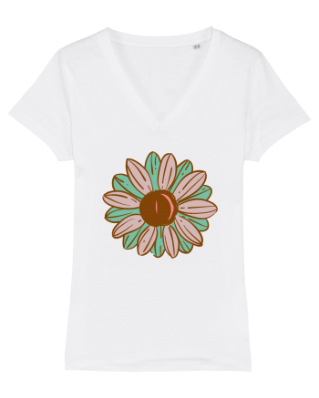 Retro Vintage Flower White