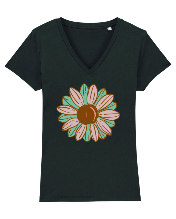 Retro Vintage Flower Black