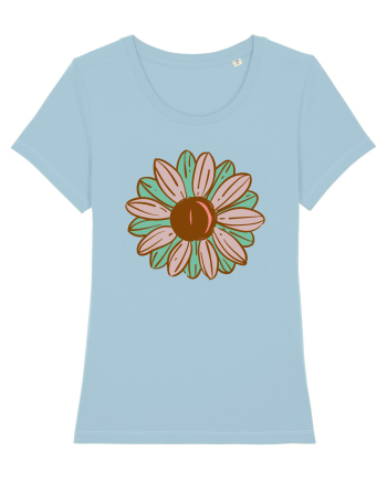 Retro Vintage Flower Sky Blue