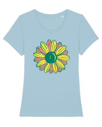 Retro Vintage Flower Sky Blue