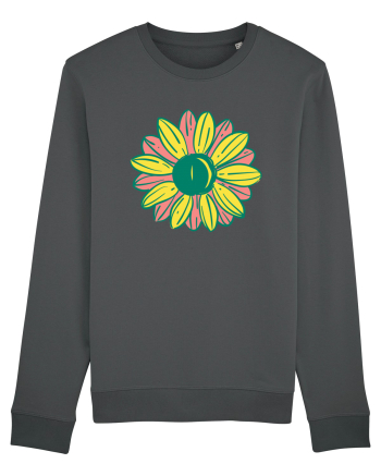 Retro Vintage Flower Anthracite