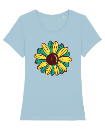 Retro Vintage Flower Sky Blue