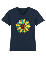 Retro Vintage Flower Tricou mânecă scurtă guler V Bărbat Presenter
