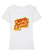 Stay Groovy Tricou mânecă scurtă guler larg fitted Damă Expresser