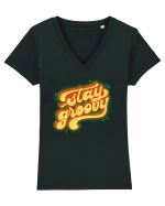 Stay Groovy Tricou mânecă scurtă guler V Damă Evoker