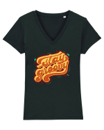 Stay Groovy Tricou mânecă scurtă guler V Damă Evoker