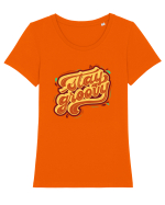 Stay Groovy Tricou mânecă scurtă guler larg fitted Damă Expresser
