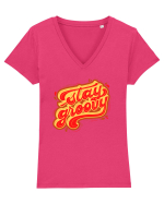 Stay Groovy Tricou mânecă scurtă guler V Damă Evoker