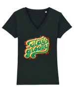 Stay Groovy Tricou mânecă scurtă guler V Damă Evoker