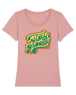 Stay Groovy Tricou mânecă scurtă guler larg fitted Damă Expresser