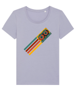 90'S Retro Cassette Tape Tricou mânecă scurtă guler larg fitted Damă Expresser