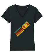 90'S Retro Cassette Tape Tricou mânecă scurtă guler V Damă Evoker