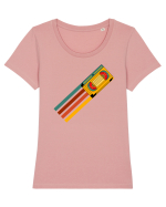 90'S Retro Cassette Tape Tricou mânecă scurtă guler larg fitted Damă Expresser
