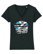 The sky is the limit. Tricou mânecă scurtă guler V Damă Evoker