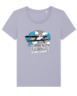 The sky is the limit. Tricou mânecă scurtă guler larg fitted Damă Expresser
