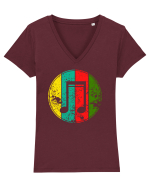 Retro Music Note Tricou mânecă scurtă guler V Damă Evoker