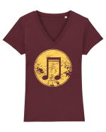 Retro Music Note Tricou mânecă scurtă guler V Damă Evoker