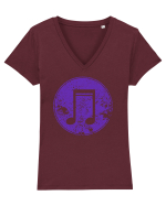 Retro Music Note Tricou mânecă scurtă guler V Damă Evoker