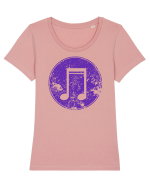 Retro Music Note Tricou mânecă scurtă guler larg fitted Damă Expresser