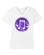 Retro Music Note Tricou mânecă scurtă guler V Bărbat Presenter