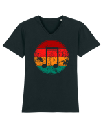 Retro Music Note Tricou mânecă scurtă guler V Bărbat Presenter