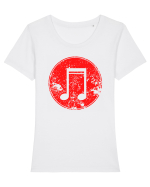 Retro Music Note Tricou mânecă scurtă guler larg fitted Damă Expresser