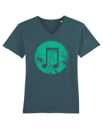 Retro Music Note Tricou mânecă scurtă guler V Bărbat Presenter