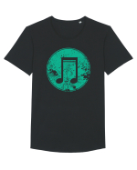 Retro Music Note Tricou mânecă scurtă guler larg Bărbat Skater