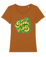Good Vibes Tricou mânecă scurtă guler larg fitted Damă Expresser