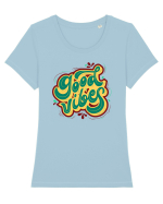 Good Vibes Tricou mânecă scurtă guler larg fitted Damă Expresser