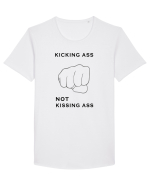 Kicking ass not kissing ass Tricou mânecă scurtă guler larg Bărbat Skater