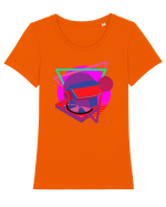80'S Cyberpunk Dj Tricou mânecă scurtă guler larg fitted Damă Expresser
