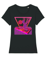 80'S Cyberpunk Dj Tricou mânecă scurtă guler larg fitted Damă Expresser