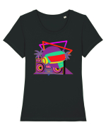 80'S Cyberpunk Dj Tricou mânecă scurtă guler larg fitted Damă Expresser