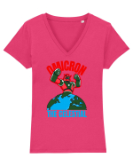 Omicron Covid Variant Tricou mânecă scurtă guler V Damă Evoker