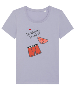 It's Valentine's, let's Debrief! Tricou mânecă scurtă guler larg fitted Damă Expresser